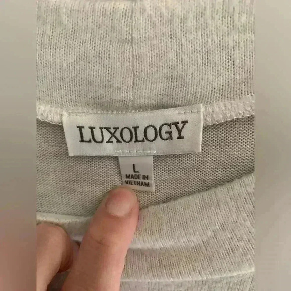 Woman’s Luxology Light Grey Long Sleeve Elastic Waist MIDI Sweater Dress Size L - Picture 2 of 8